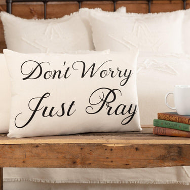 Casement Natural Don't Worry Just Pray Pillow 14x22 VHC Brands - The Fox Decor